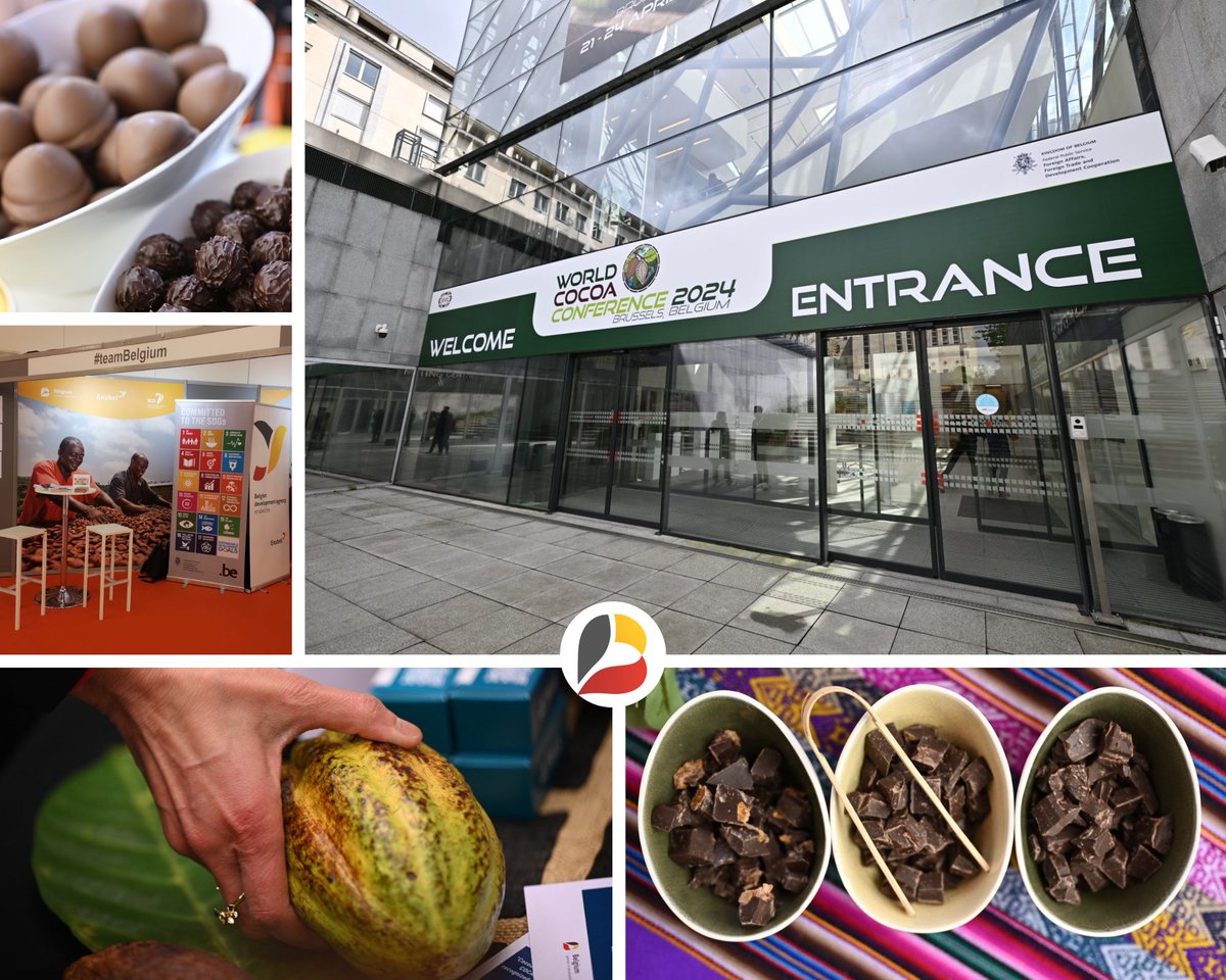 From April 21-24, Brussels is hosting the 5th #WorldCocoaConference, convening cocoa industry stakeholders worldwide. 🍫 The challenges the sector faces, such as poverty, child labor, deforestation and limited market access will be discussed. @BelgiumMFA @IntlCocoaOrg