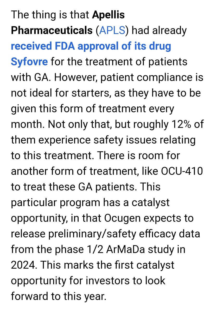 Safety issues are a constant concern for our competitions across the board!
My hope is for Ocugen to confirm it's 
'GENE-AGNOSTIC' designation. In essence, meaning, the first gene therapy of its kind that can target a broad RP patient population. 💥