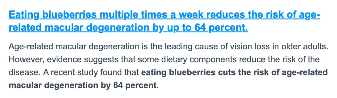 The power of @nucleusgenomics and knowing your genome. I'm eating more blueberries to offset my higher genetic risk of age related macular degeneration. 🫐 (I'll finally admit @rabois is onto something with blueberries)