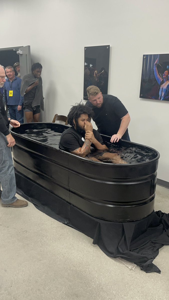 What a blessing it was this morning. Got to attend the baptism of two of our football players Navy and Jaylen. They decided to give their life to our lord and savior Jesus Christ today. Thankful for them giving me the opportunity to attend and support them on their journey. 🙏🏾🙏🏾