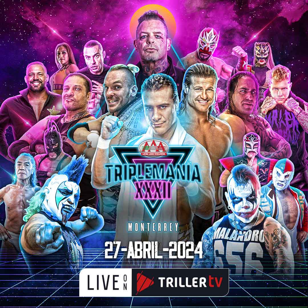 Para nuestros aficionados de todo el MUNDO: #TriplemaniaXXXII Monterrey EN VIVO por @FiteTV Sábado 27 de abril, 7 pm (hora Ciudad de México) @luchalibreaaa bit.ly/ppv-triplemani…