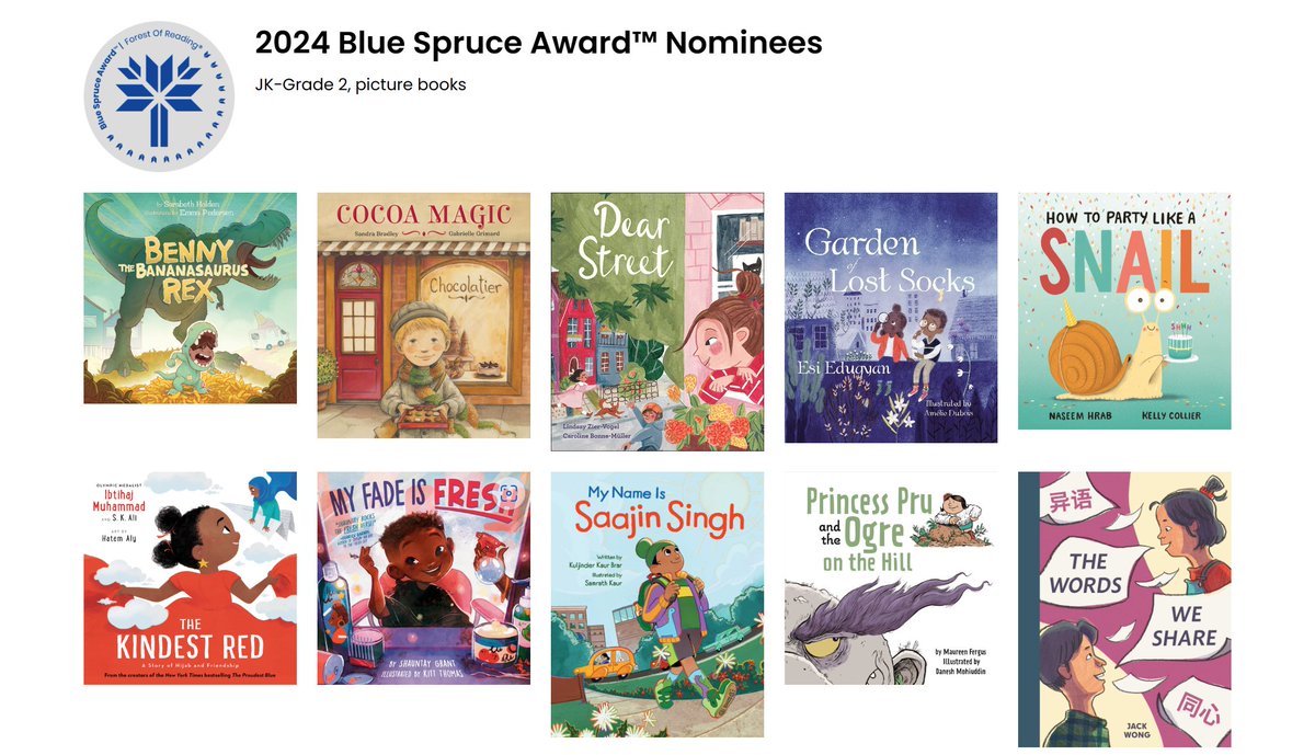 This week, we VOTE! Our primary students @StGregoryHCDSB have read all 10 @ForestofReading Blue Spruce Award-nominated books & will now be voting for their favourite after watching the summary video by @mariamartella at Tinlids! @ireadcanadian @ONLibraryAssoc #SchoolLibraryJoy
