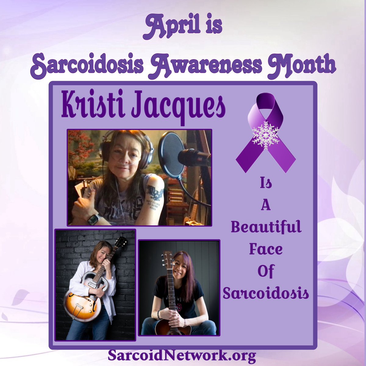 This is our Sarcoidosis Sister Kristi Jacques and she is a Beautiful Face of Sarcoidosis!💜

#Sarcoidosis #raredisease #patientadvocate #sarcoidosisadvocate #beautifulfacesofsarcoidosis #sarcoidosisawarenessmonth