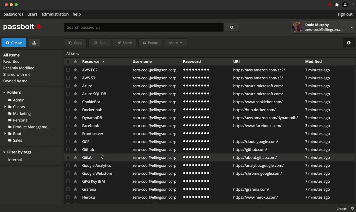 kondah_ha's tweet image. 🕵️ Après plusieurs jours à évaluer des gestionnaires de mots de passe open source, j'ai finalement découvert le plus complet : passbolt.

🔐  Passbolt est un gestionnaire de mots de passe open source, qui répond  au défi de gérer et partager de manière sécurisée les identifiants…