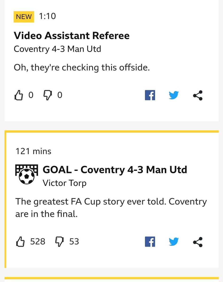 Why would you post 'Coventry are in the final' when the game hasn't finished?