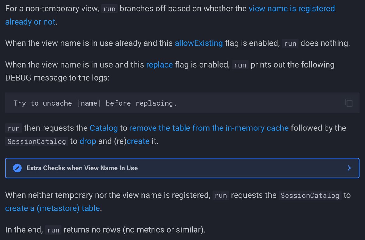 jaceklaskowski's tweet image. Even wondered what happens after CREATE [[GLOBAL] TEMPORARY] VIEW AS statement is executed in #ApacheSpark #SparkSQL?

Start here ➡️ books.japila.pl/spark-sql-inte…

...and follow along until you know it all or got qqs that I could answer in a follow-up 😉