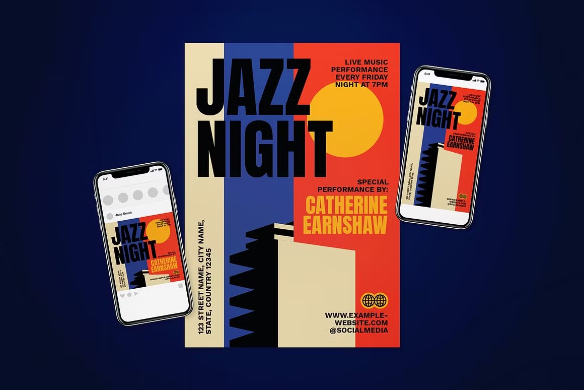 Check out 'Jazz Night Music Event Flyer Set' <a href="/CreativeMarket/">Creative Market</a> crmrkt.com/1vygPq #jazz #jazzmusic #music #band #motown #retro #vintage #bold #flyer #poster #instagram #instagramstory #graphicdesign #70s #seventies #classic #jazznight #fest #festival #midcentury #concert #psd