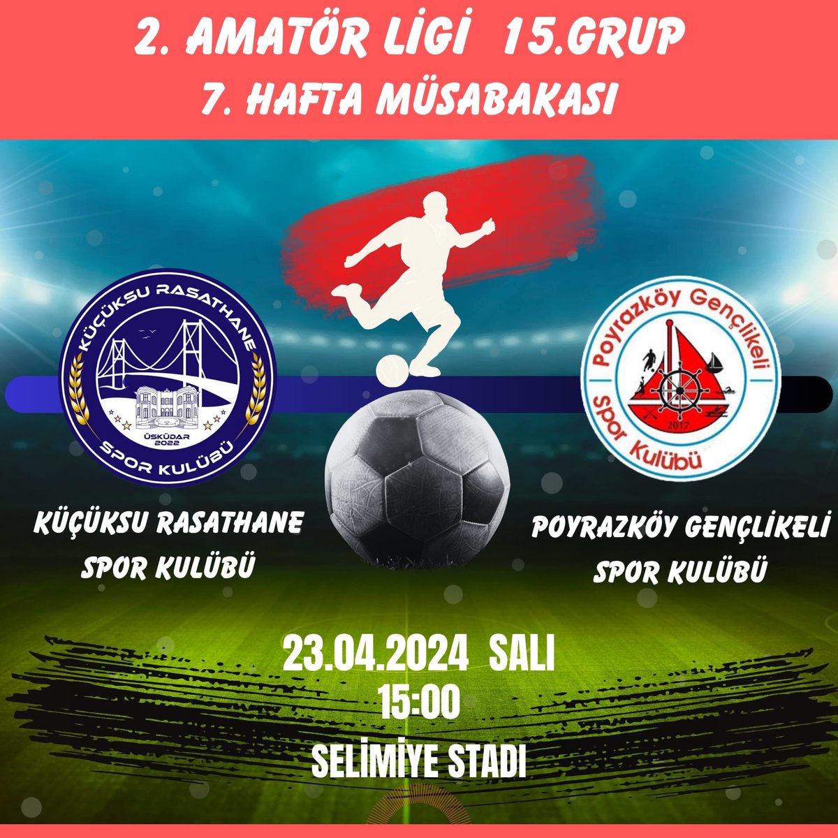 2.Amatör Lig 15.Grup 7.Hafta Müsabakası

🆚 Poyrazköy Gençlikeli Spor
🗓 23 Nisan Salı    
🕖 15:00
🏟 Selimiye Stadı