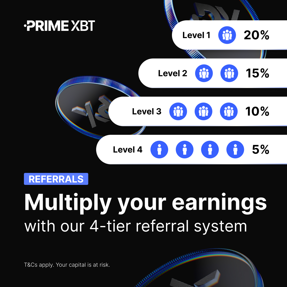 🤩 Multiply your success. Experience the ripple effect of our 4-tier referral system. From direct to fourth-level referrals, expand your network and elevate your earnings. 👉 Start referring: eng.primexbt.com/42zpglw