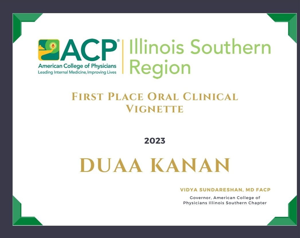 Had the honor to present my patient's case, for which I was awarded First Place Oral Clinical Vignette earlier this academic year, at ACP's 2024 Internal Medicine Meeting 🏆 

I presented on a very rare syndrome called Kaposi Sarcoma Inflammatory Cytokine Syndrome (KICS) #IM2024