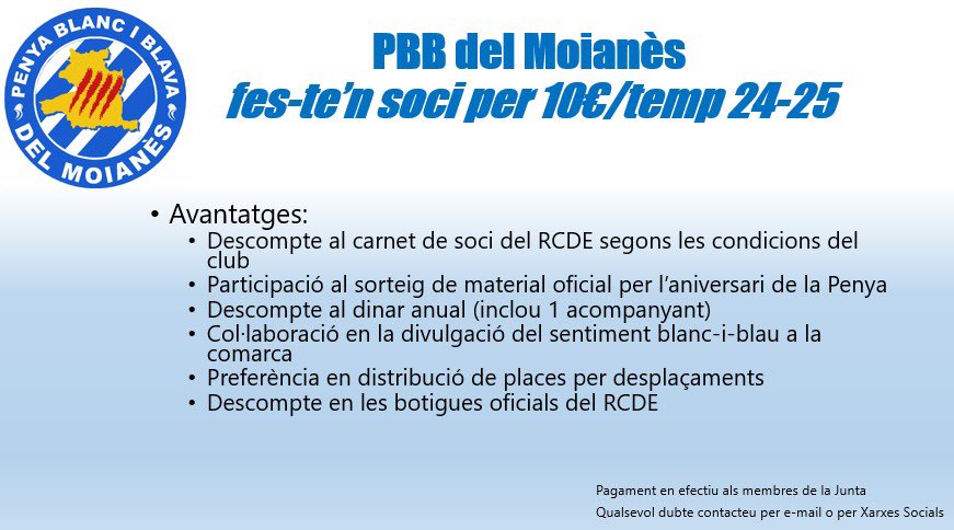 pbbMoianes's tweet photo. Començem la campanya de socis de la Penya per la temporada 24/25 https://t.co/Rby9K9QfdL