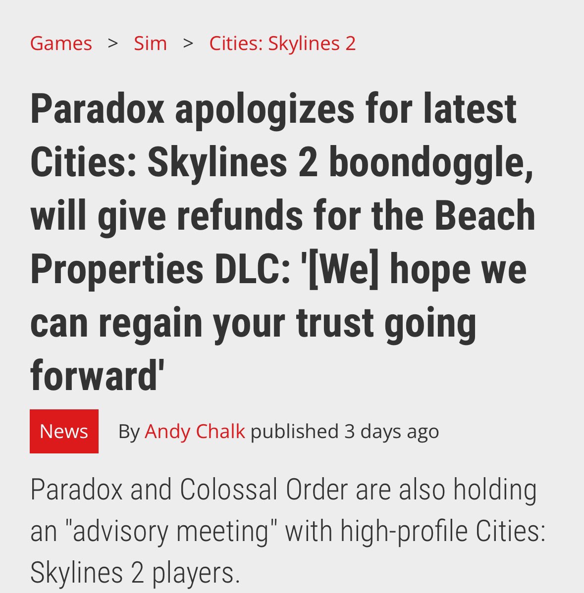 Googles “is Cities Skylines 2 good yet?” Will circle back in a few months. pcgamer.com/games/sim/para…