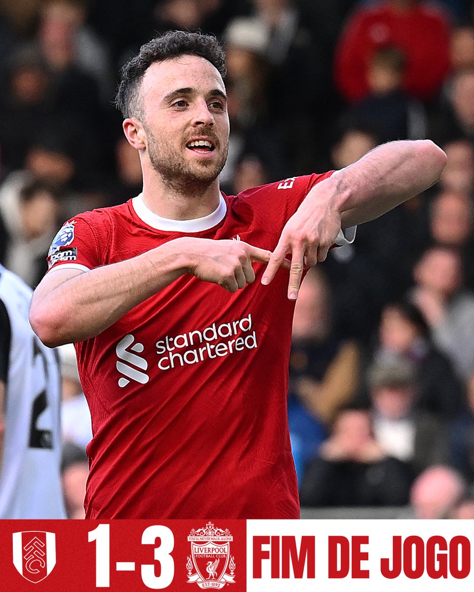 +𝟑 𝐏𝐎𝐍𝐓𝐎𝐒 𝐏𝐀𝐑𝐀 𝐎 𝐋𝐈𝐕𝐄𝐑𝐏𝐎𝐎𝐋! 🔴 Com gols de Alexander-Arnold, Gravenberch e Jota, os Reds vencem o Fulham por 3 a 1 fora de casa e seguem na briga pelo título da Premier League. Vamos! #FULLIV