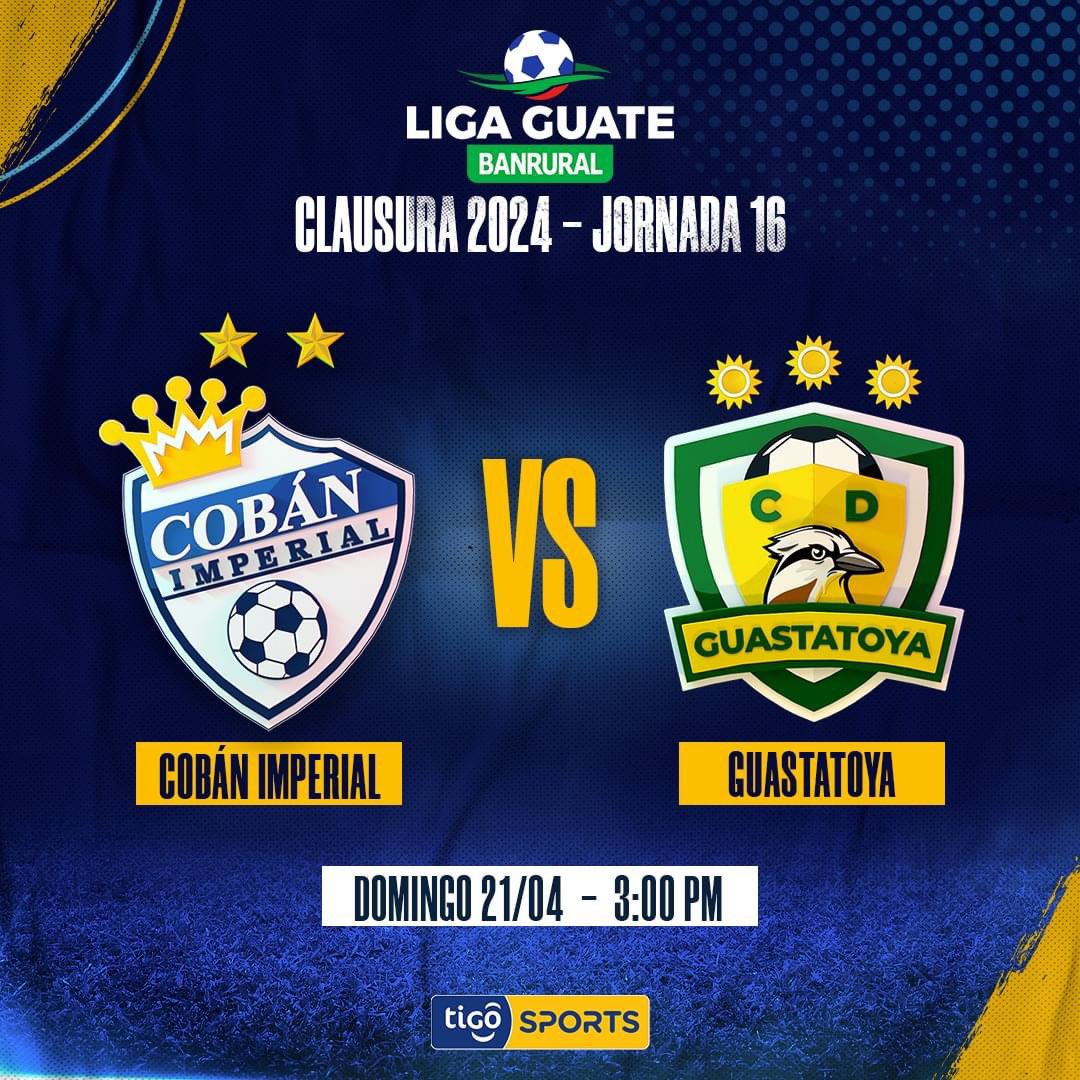 ¡Apoya a tu equipo y disfruta #AOtroNivel el juego entre Cobán Imperial vs Guastatoya! 💪 ¡Vive este partido vibrante únicamente por Tigo Sports App y Web!