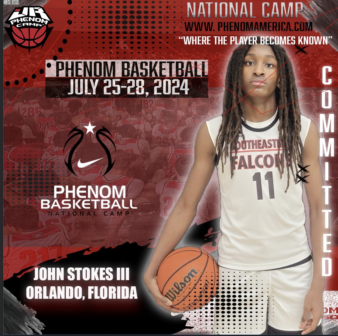 Phenom Basketball is excited to announce that John Stokes III from Orlando, Florida will be attending the 2024 Phenom National Camp in Orange County, California on July 25-28!
.
.
#wheretheplayerbecomesknown
#PhenomAmerica #PhenomNationalCamp #Phenom150 #jrphenomcamp