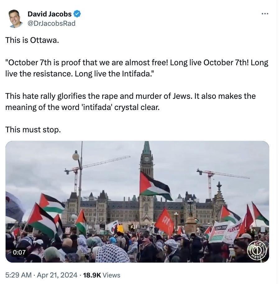 I condemn these pro-genocide, anti-semitic chants. We stand with Jews in Canada and around the world against these malicious words and deeds.
