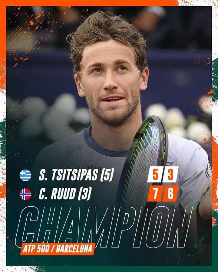 Sweet revenge 😈

In a rematch of their Monte-Carlo final, Ruud defeats Tsitsipas to clinch his first-ever ATP 500 title! 

#Congratulations
#bcnopenbs #Ruud #montecarlo2024 @kreedajagat @CasperRuud98 @steftsitsipas