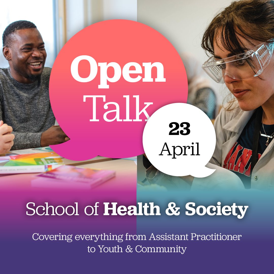 ‼️ Open Evening ‼️ 📆 23 April 2024 - Opportunity to meet the #BoltonUni🎓 School of Health & Society team to discuss: ✅ Health and Society ✅ Dental Technology ✅ Youth and Community ✅ Social Work ✅ Assistant Practitioner 📲 bit.ly/47nJiRk #WeBelieveInYou🐝 h