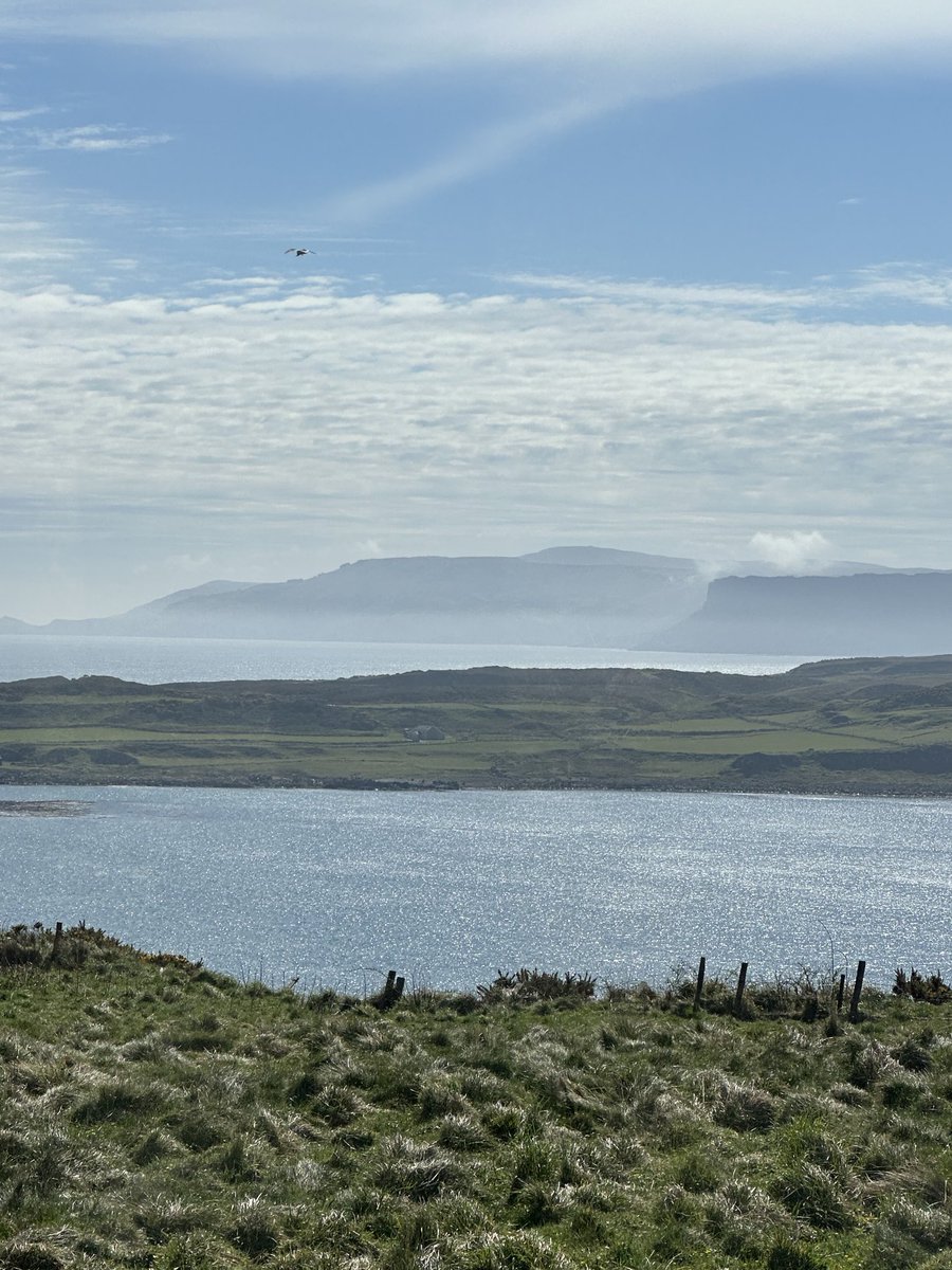 How’s this for a view from inside a bus?
The Puffin Bus, Rathlin Island. 
Kebble Lough in the foreground, Rathlin Sound, Fair Head, Murlough Bay and Torr Head beyond.