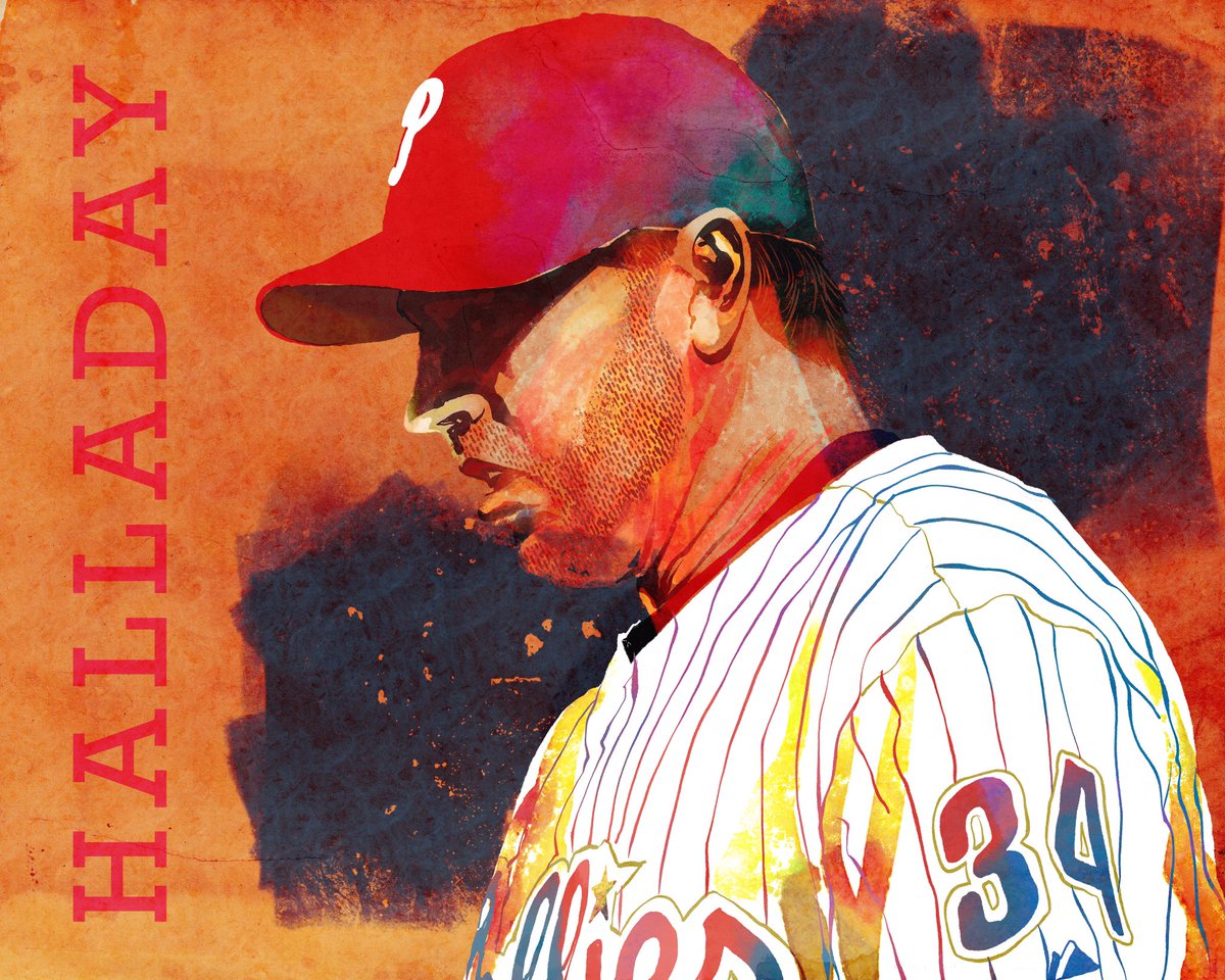 This Day in Baseball History: April 21, 2010 - Roy Halladay continues to be outstanding for the Phillies. Today, he pitches his first shutout in the National League, disposing of the Braves, 2 - 0. He is now 4-0, 0.82 for the season. . . . #tripleplaydesign #royhalladay #phillies
