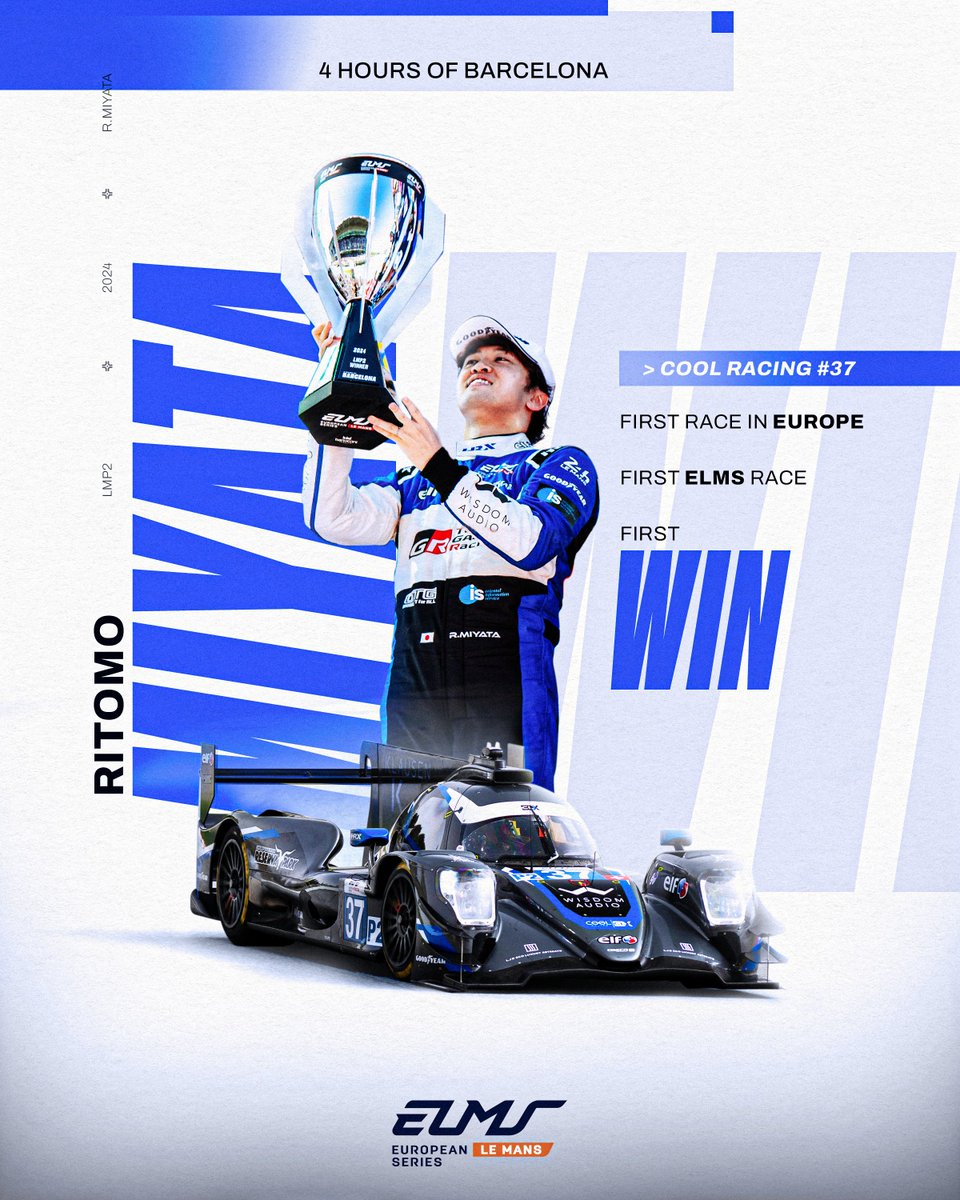 Talk about a debut! @M_Ritmo grabbed his first #ELMS win on his very first race in Europe and LMP2. ✨ The Super GT and Super Formula champion already appears accustomed to LMP2 racing. With @malthejakobsen_ and @lorenzo_fluxa as @COOLRacing teammates, he may impress us a few…