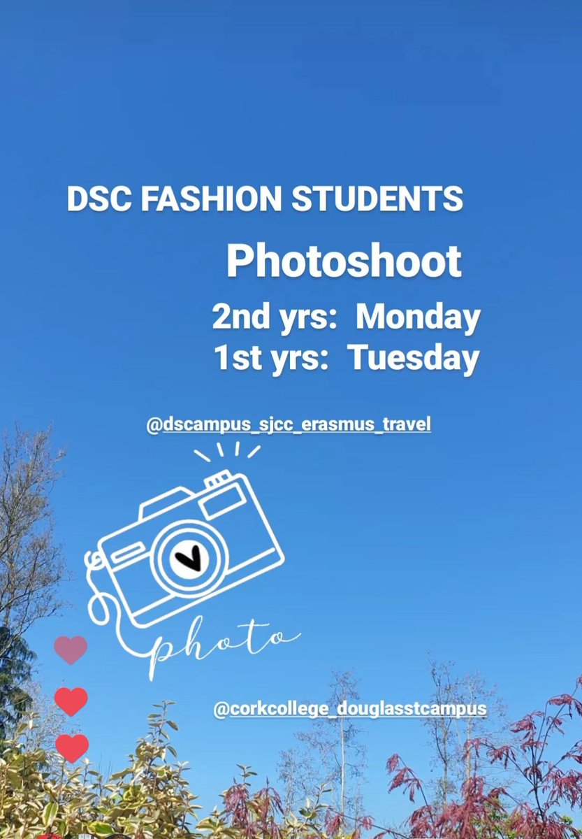 Hey 😎 DSC Fashion Students! Don't forget this week is PHOTOSHOOT time ✂️☀️ @DouglasSt_CCFET