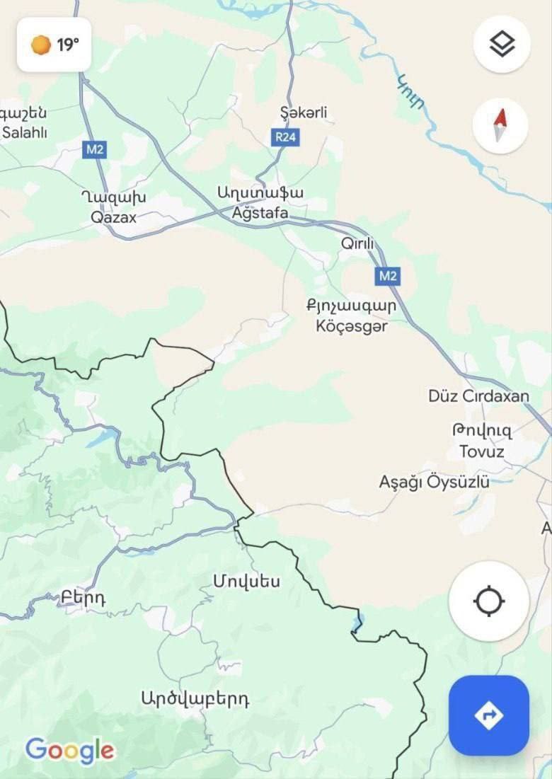Mobil cihazlarda Google xəritəsi yenilənib Azərbaycan kəndlərinin adları yazılıbdır .