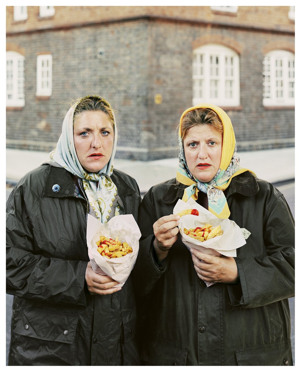 ‘Sisters in scarves eating pimlico chips’ featured in ‘PRODUCTION LINE’ presale now on Kickstarter. kickstarter.com/projects/david… Rewards and add ons also available. ONLY 10 DAYS TO GO. @wrenagency @wrenldn Prints available: artsy.net/artwork/david-… Styling @eveferret & @MarkS33Art