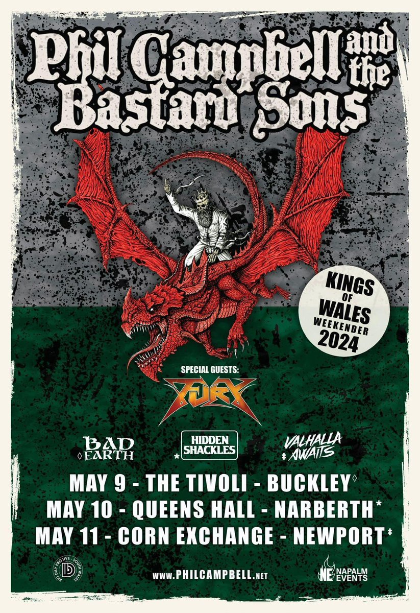 WALES! Our Kings Of Wales Weekender is only a few weeks away. Due to our schedule touring Europe with Scorpions & Accept unfortunately there won’t be many UK headline shows this year, so take advantage while you can! Grab your tickets now at philcampbell.net