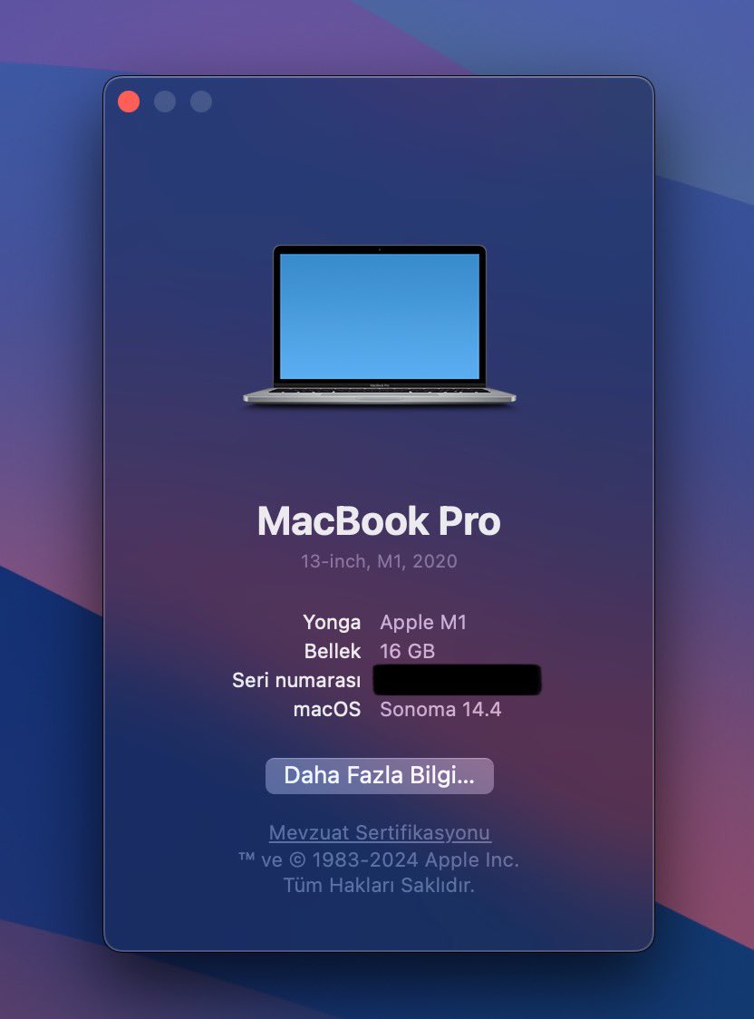 Fiyatlar hala uygunken bir model yükseltme yapacağım, bu sebeple 2020 Macbook Pro 13inc cihazımı satıyorum. 16Gb 256lık modeli. Pil döngüsü 43 pil kapasitesi %93. Şirket bilgisayar gönderdiği için bunu çok az kullandım. Tertemizdir, hiçbir sorunu yok. Koruyucu kılıfı hiç çıkmadı