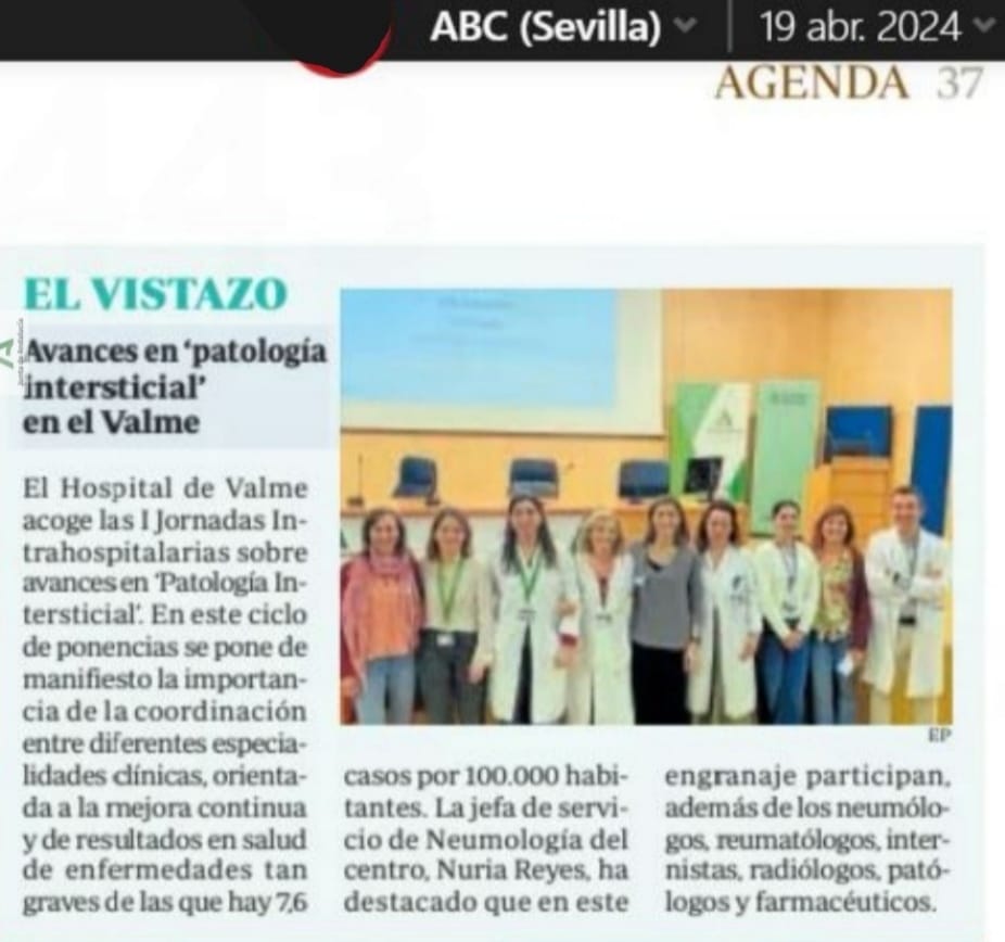 📍📰El #HospitalValme profundiza en el abordaje diagnóstico-terapeútico de la #patologíaintersticial potenciando su manejo multidisciplinar, recogido en @abcdesevilla 👇🏼👇🏼👇🏼