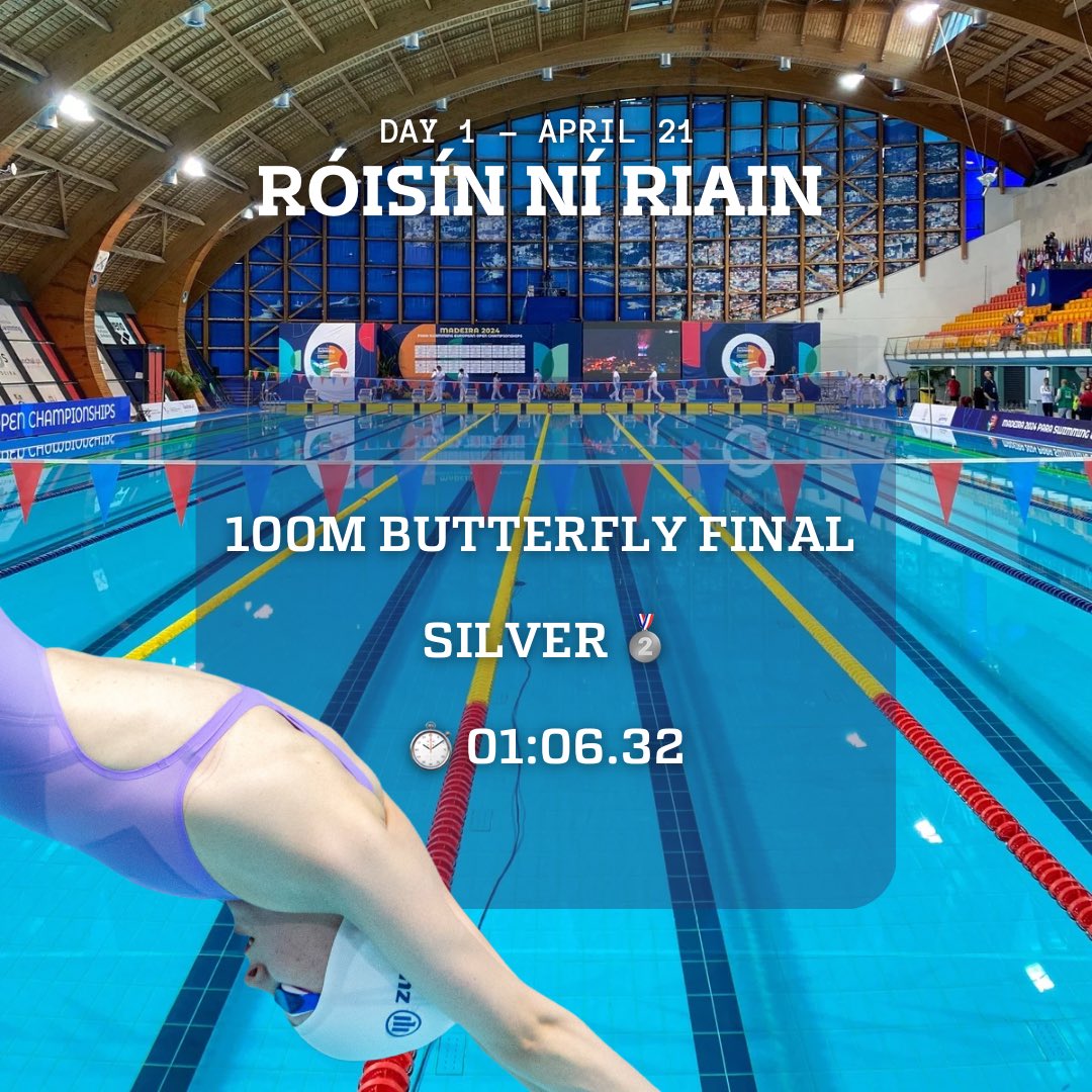 SECOND FASTEST IN EUROPE! Ní Riain has claimed silver in her first final of the 2024 European Championships 🙌🏻 #Madeira2024 | #ParaSwimming