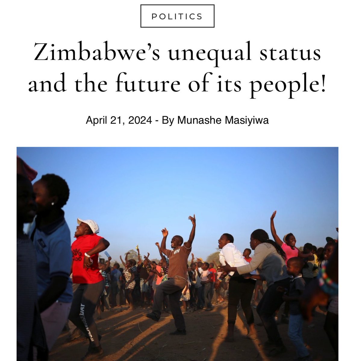 “Comrades, the struggle is not a one-day wonder, it requires the young and old to forge a collective fight and devolve the struggle into the people” writes @Cde_Masiyiwa Well done Munashe for crafting this piece 👌🏾👏🏾👏🏾 munashemasiyiwa.co.zw/2024/04/21/zim…