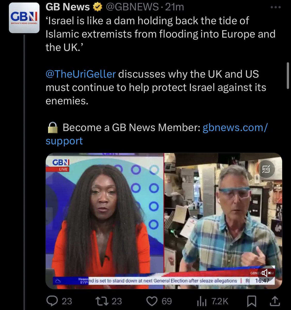 When the only Middle East “expert” GB News can offer viewers is a delusional spoon-bending wanker then you really know the channel is completely fucked.