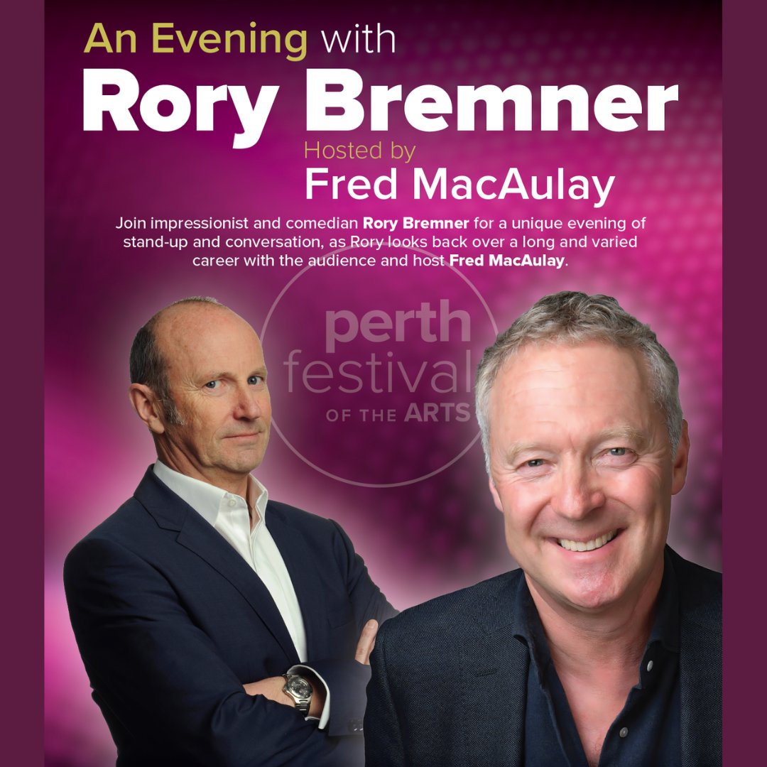 Excited to bring this unique show to @PerthFestival 2024! An Evening with @rorybremner hosted by @fredmacaulay on Sun 26 May, 7.30pm, Perth Concert Hall. Tickets now on sale >> perthfestival.co.uk/event-An-Eveni…