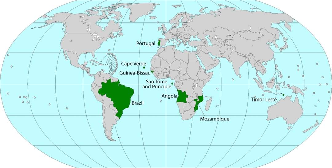 Map of countries that speak Brazilian