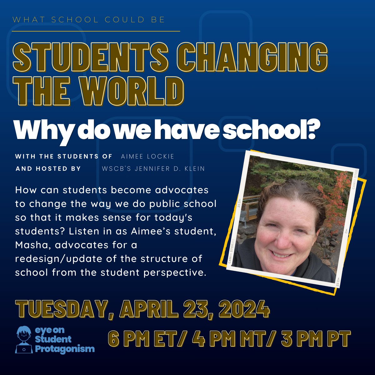 How can students become advocates to change the way we do public school so that it makes sense for today's students. Listen in as Aimee's student, Masha, advocates for a redesign/update of the structure of school from the student perspective. Sign up here: us06web.zoom.us/meeting/regist…