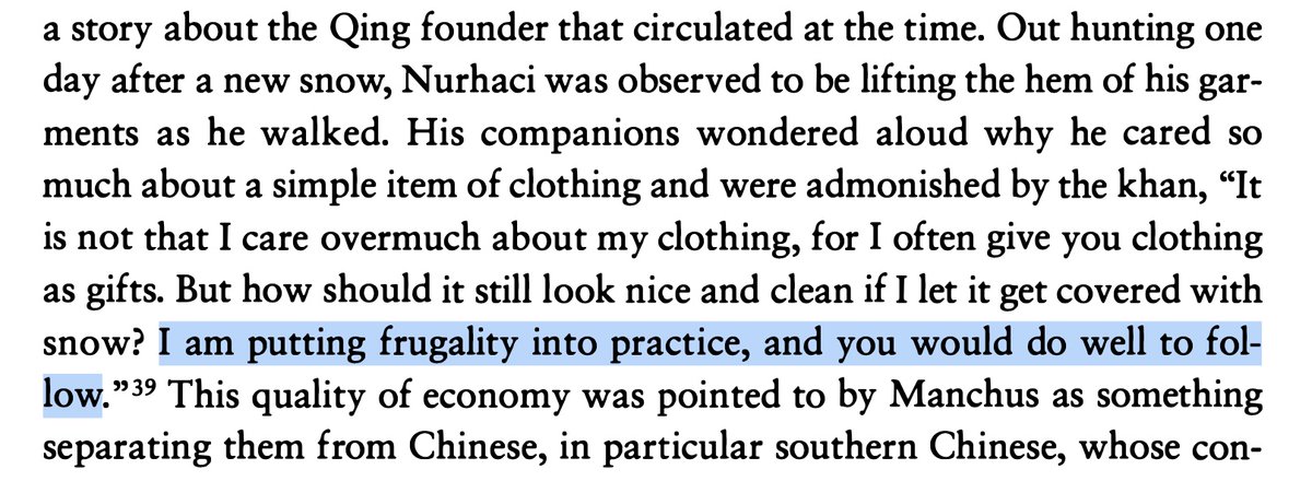 Nurhaci Khan, on the importance of living frugal. Whenever you see your family or friends acting wasteful, shame them with a Nurhaci's quote reminding about the virtue of frugality.

I always do.