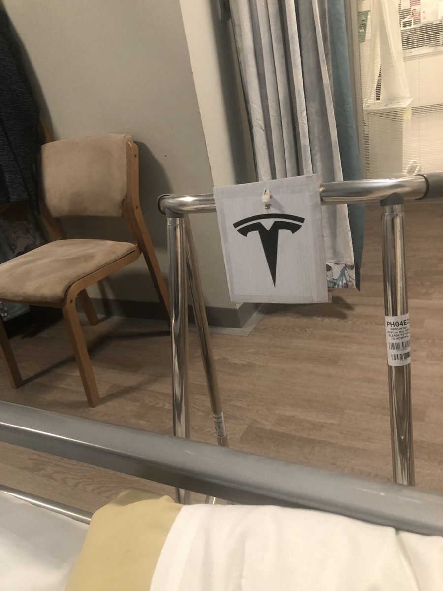 sue_schoen's tweet photo. @ctahb. @teslaelonmusk9   Finding myself an inpatient here @royalglamprgan hospital, just in time for the rollout of the new @tesla zimmaframes.  Not too impressed with the turning circle and the charging situating yet https://t.co/r8WluKzdJD