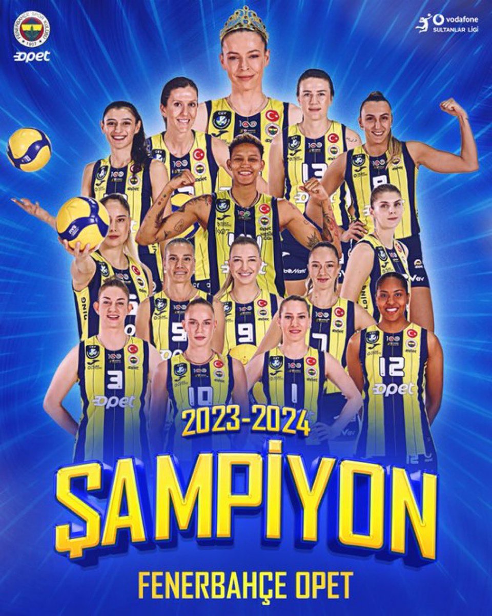 2023-2024 Sezonu Şampiyonu Fenerbahçe Opet! Tebrikler Sarı Melekler! 💛💙 Tebrikler DÜNYANIN EN BÜYÜK SPOR KULÜBÜ!