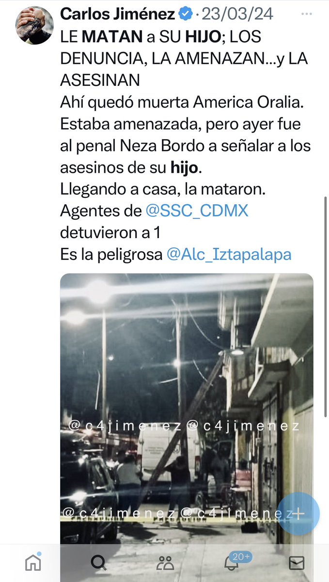 c4jimenez's tweet photo. SE BUSCA!
MATÓ a la MUJER Q EXIGÍA JUSTICIA por SU HIJO ASESINADO
Así le disparó este tipo a America Oralia.
La mujer estaba amenazada, para q no denunciara a los asesinos de su hijo.
No se detuvo… y la mataron.
@FiscaliaCDMX y @SSC_CDMX indagan.
Es la peligrosa @Alc_Iztapalapa https://t.co/qob0evHKJs