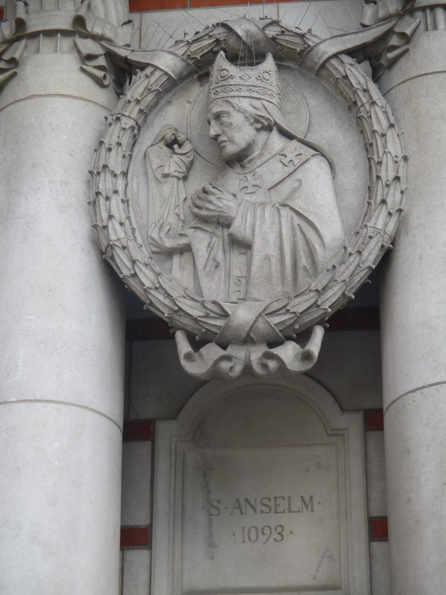 Today is the feast of St Anselm (1033/4-1109), one of the fathers of Scholasticism, and archbishop of Canterbury from 1093 until his death. Canonized in 1494, proclaimed a Doctor of the Church in 1720. This sculpture of him is on the façade of Westminster Cathedral.