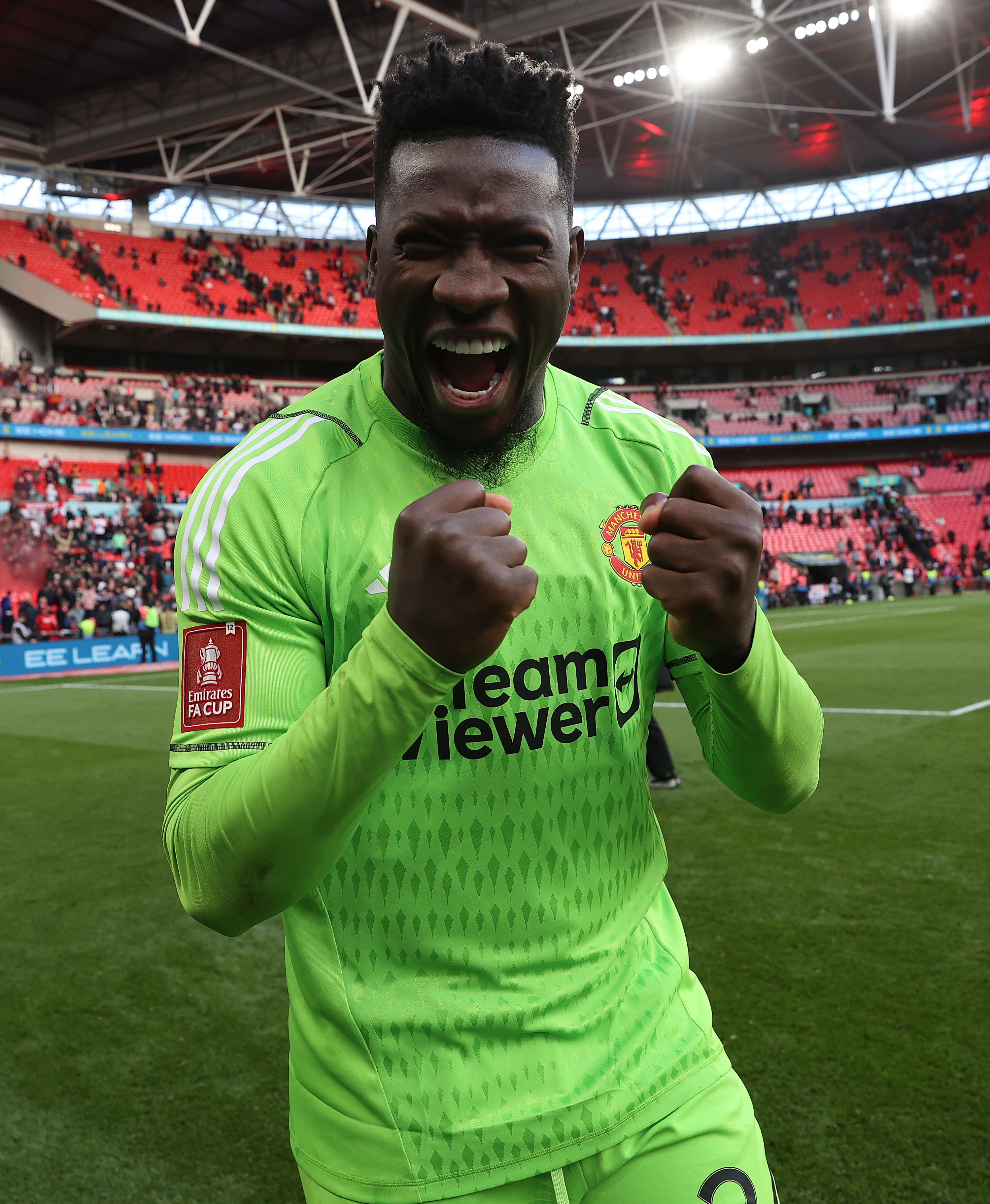 An image of Andre Onana celebrating at full-time