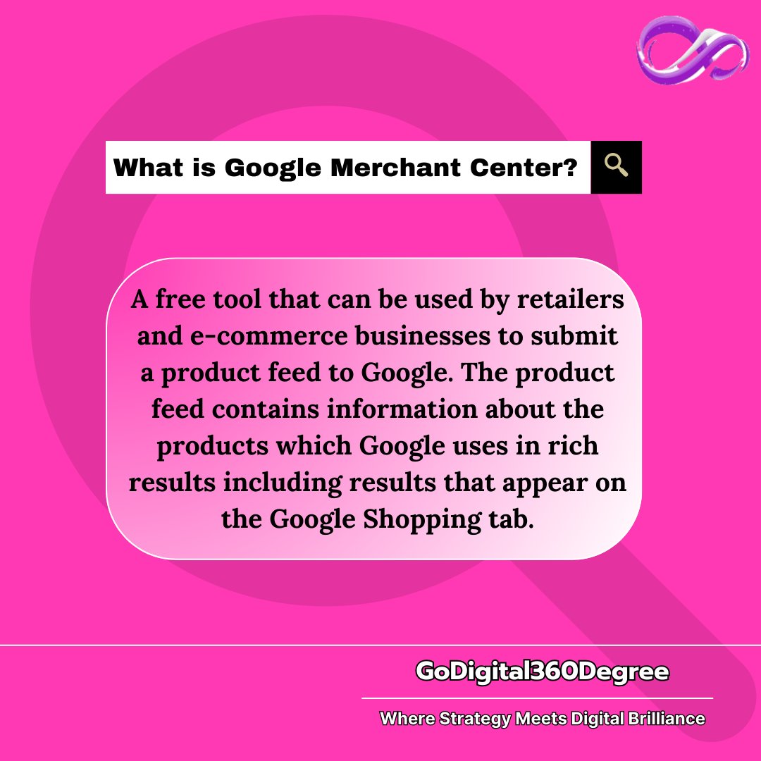 Your Gateway to Online Retail Success: Demystifying Google Merchant Center 🔮🔍

Let's define the spectrum of Digital Marketing with GoDigital360Degree ♾️

#godigital360degree #googlemerchantcenter #ecommerce #ecommercesuccess #retail #googleshopping #onlineretail