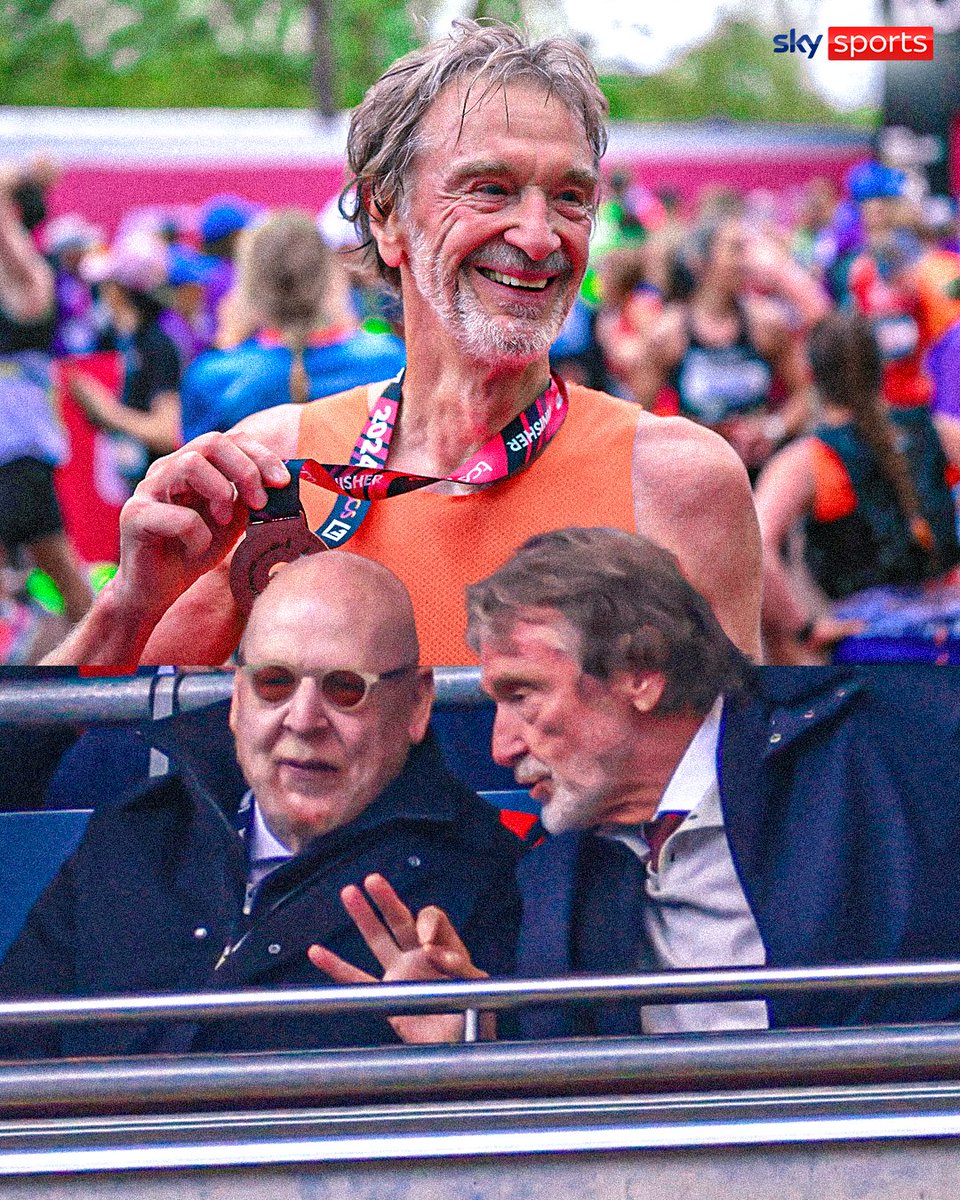 SkySportsPL's tweet photo. Sir Jim Ratcliffe ran the London Marathon and then was in attendance at Wembley to watch Manchester United in the FA Cup semi-final 😮 https://t.co/kNqrPqmt1m