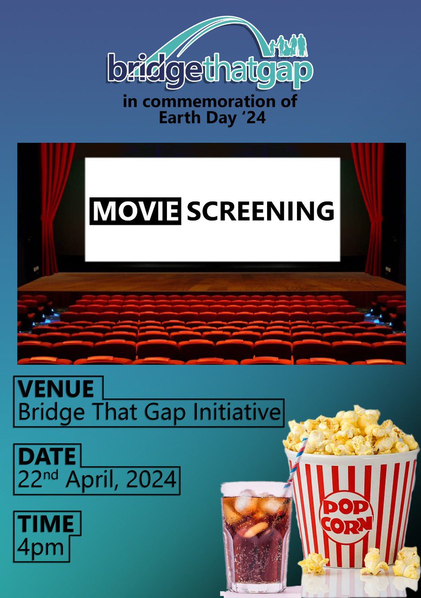 In commemoration of Earth day ‘24, <a href="/bridge_thatgap/">Bridge That Gap Initiative</a> invites the general public to a movie screening which promises to be both educative and entertaining.
Make it a date📌