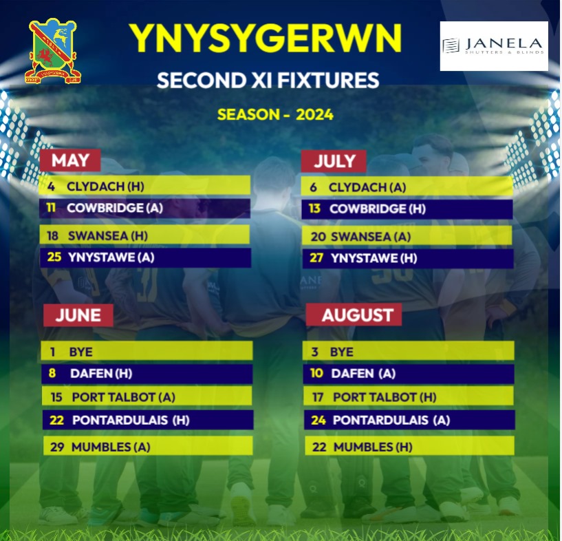 First and second team fixtures for the coming season 🏏💚💛