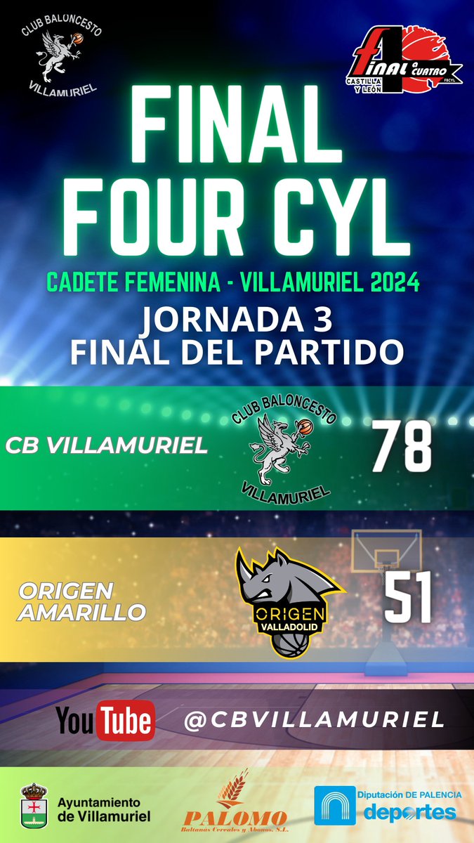 cbvillamuriel's tweet photo. Final del partido. Enhorabuena chicas!!! Clasificadas para el campeonato de España https://t.co/PEsHy7RbAu