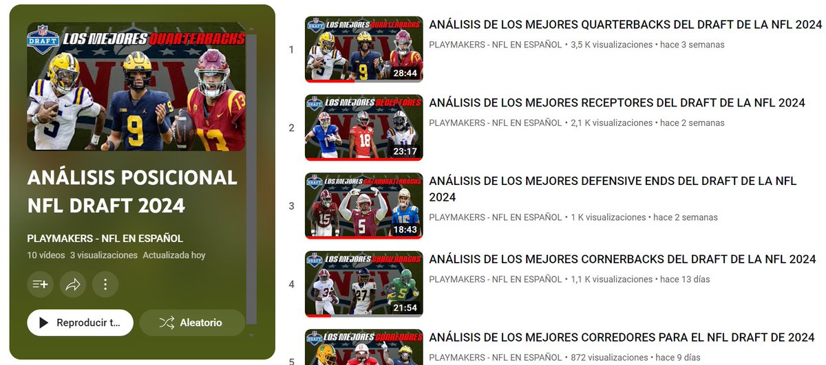AlvaroRRY's tweet image. 🚨GUÍA DEL DRAFT 2024 🚨

Ya está finalizada la Guía del Draft de la NFL 2024 de Playmakers. 

10 vídeos analizando en vídeo hasta 88 jugadores que se presentarán a este Draft

RT apreciado para valorar el currazo y el link a los videos abajo❤️