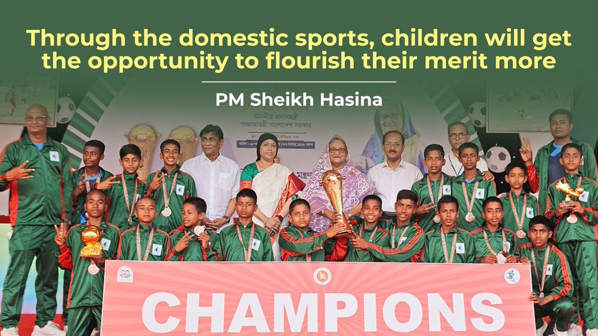 PM #SheikhHasina has handed over the prizes to the champions of the national #football tournament for boys and girls. These two tournament, esp. the girls' one, 'Bangamata Gold Cup' have produced several national team players. This tournament has played a signifcant role in the